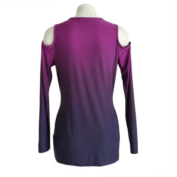 VENUS NWT Blingy Jeweled Ruched Sexy Dressy Top Ombre Cold Shoulder S - Picture 8 of 16